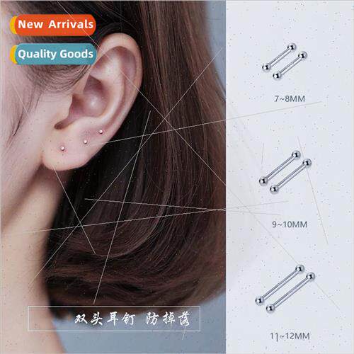 925 silver needle earrings female double head ear stick free