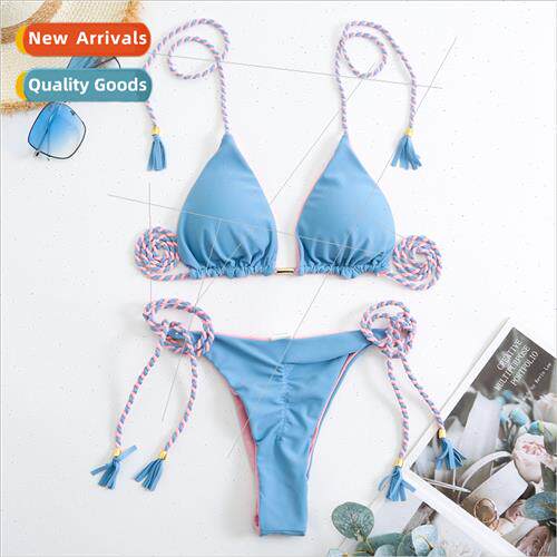 2023 New Backless Braided Bikini Triangle Swimsu Europe Mult