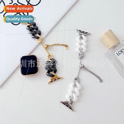 适用apple watch ceramic stainless steel chain metal bapple w