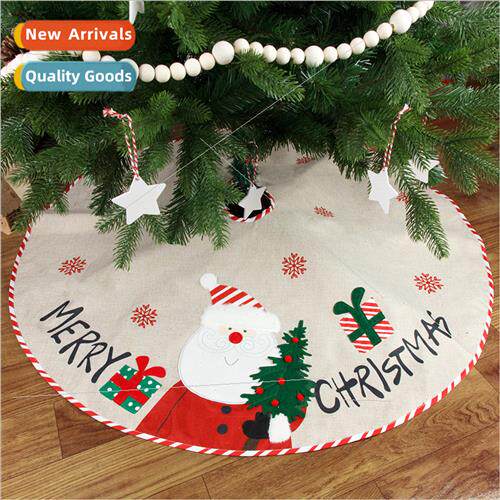 New burlap embroidered Christmas e skirt elderly snowman dre