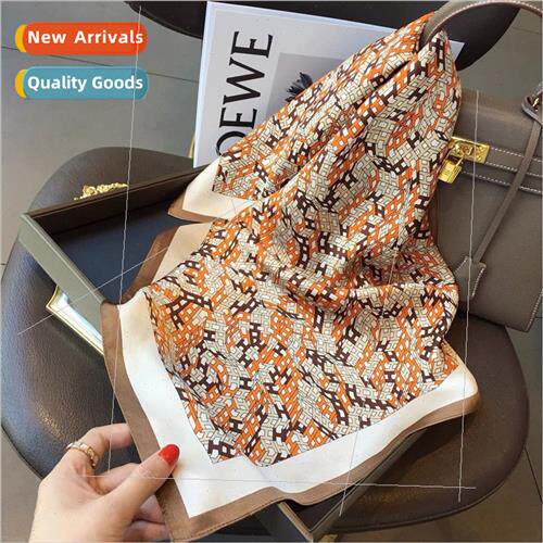 Black whe striped small square scarf silk scarf spring fall