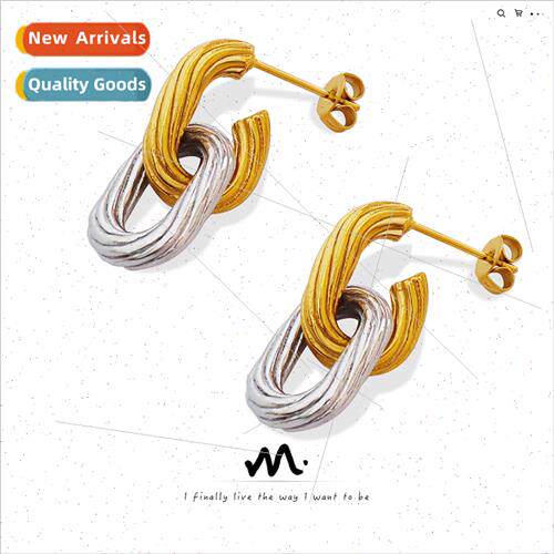 Europe ins niche embossed handmade textured earrings oval sh
