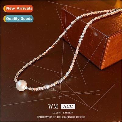 Baroque Crushed lver Necklace Cold Collarbone Chain Hundreds