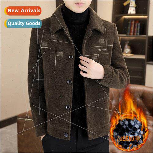 Autumn winter tweed coat gold sable jacket men Korea Slim sh