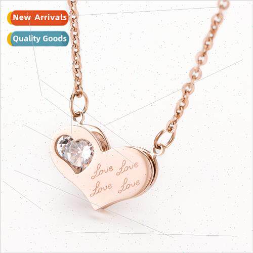 Korea ins fashion new love set zirconium rose gold necklace