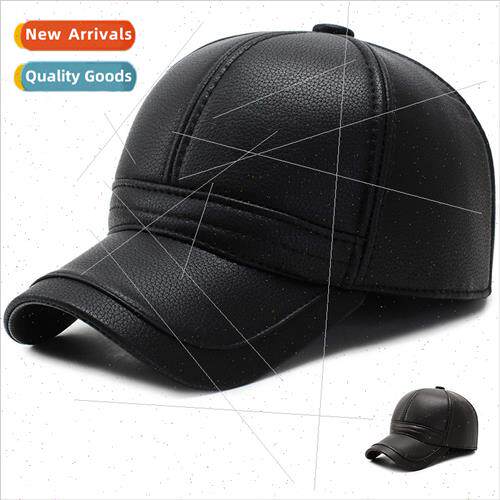 Hat winter outdoor warm cold anti-freezing PU baseball cap m