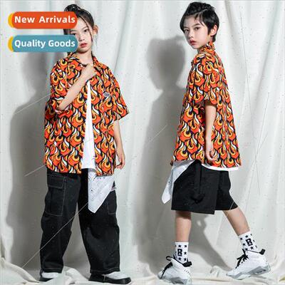 Set Dance Children Boys Loose Shirt Su Hip Hop Walking Perma