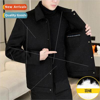Wool tweed jacket men short double-sided nylon coat 2023 fal