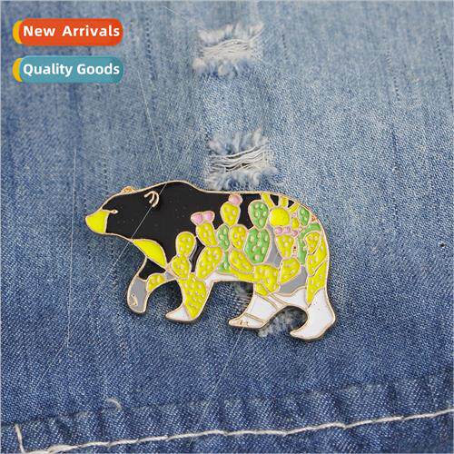 creative brooch cartoon cute colorful cactus bear brooch ver
