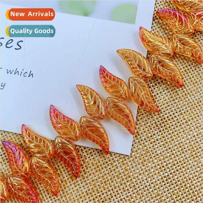 Glazed beads gradient crystal beads fishtail leaves ancient