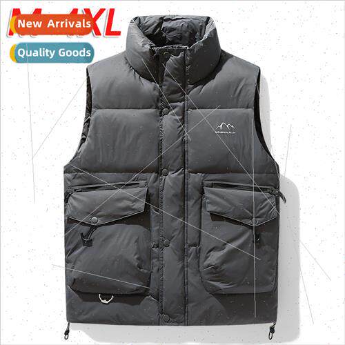 Winter down vest men live workwear tide stand-up collar shou