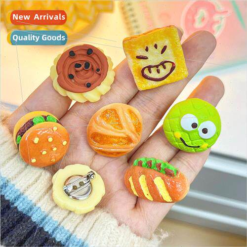 Korea cute simulation hamburger brooch ins wind badge pin cl