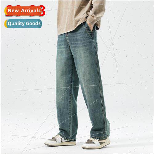 American retro jeans men loose straight high set tide brcasu
