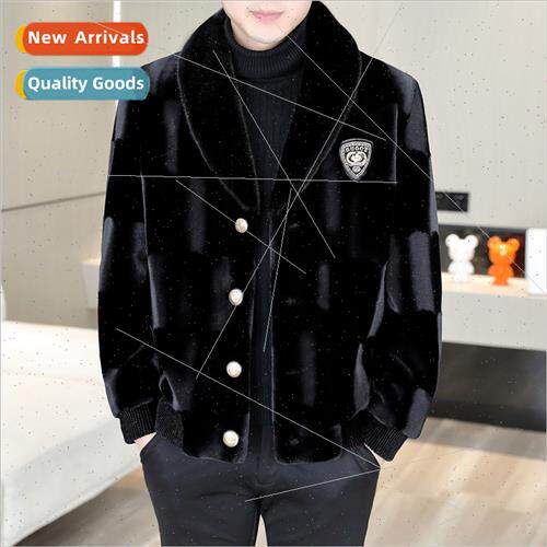 Men su collar gold mink velvet jacket nd thickening coat fur