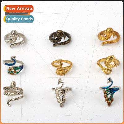 Vintage Peacock Ring Koi Ring Crochet Finger Ring Hook Open