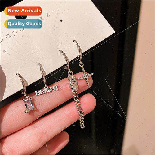 Diamonds zirconia letters stars metal wind earrings set four