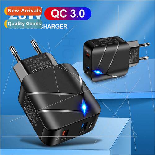 28W Illuminated QC3.0+2.1A USB Cell Phone Charger Fast Charg