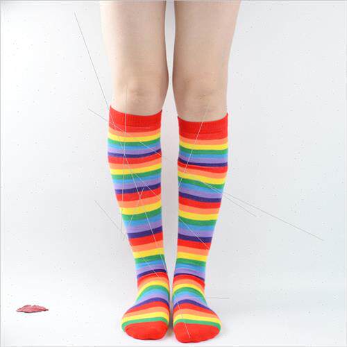 Rainbow colorful youth women socks in long Europe American h