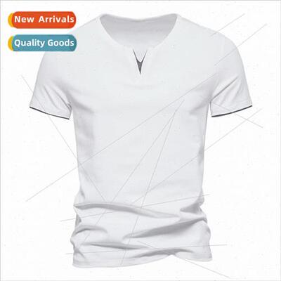 23 years new fake twopcs V-neck T-shirt short-sleeved solid