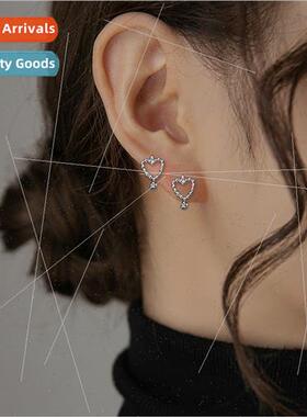 INS hollow heart-shaped circle earrings sweet girl heart Kor