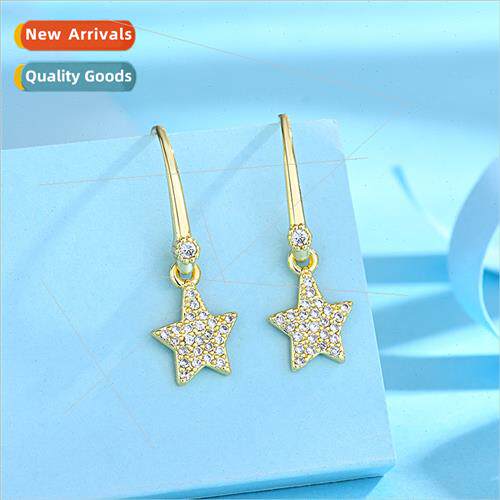 Delicate zirconia pentagram earrings gas niche earrings