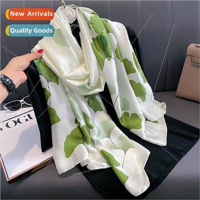 Ginkgo biloba silk scarf female fall winter new fashion simu