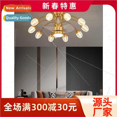 Modern light luxury living room fan light bedroom ceiling li