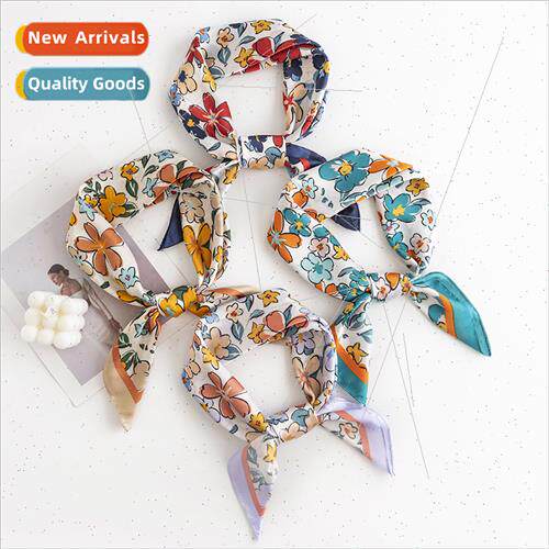 Korea  small flowers lerary small square scarf women small f