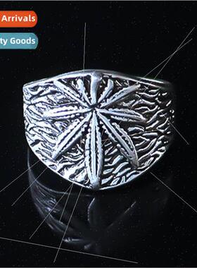 Europe Alloy HJewelry Boys Maple Leaf Ring Vintage Old Set H