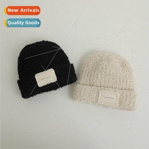 Ins children solid colour soft knted hat winter men girls ou