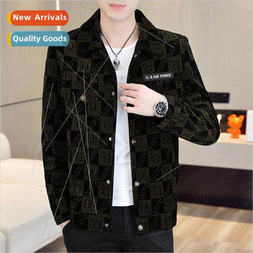 Spring Autumn Men Jacket 2023 new lapel plaid spring fall ja