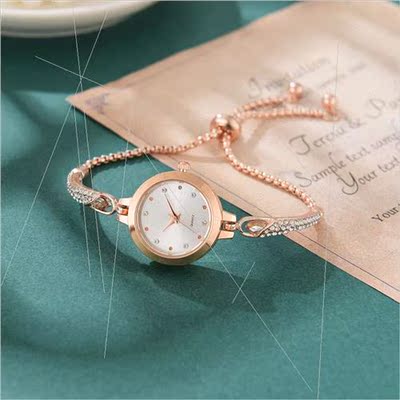 Fashion new ladies watch alloy mesh belt small green watch K