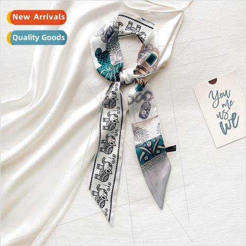 2021 Korea  new imation silk small silk scarf hair ribbon fe