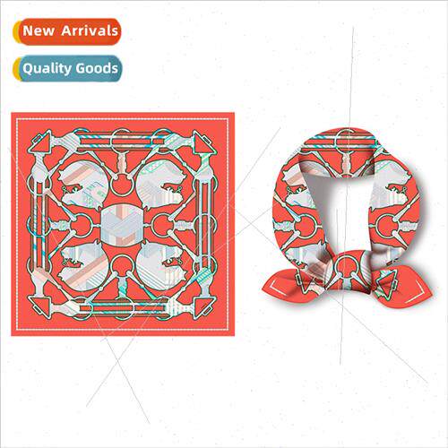 Bohemian retro red scarf women travel vacation small square