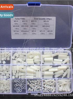 260Pcs Set M3 Nylon Black M-F Hex Screw Nut Stand-off Set