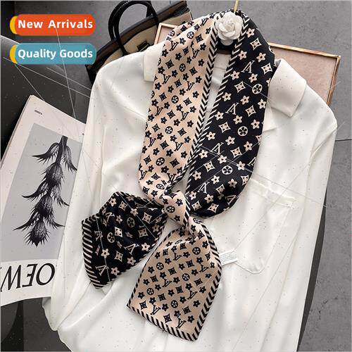 2022 Korea  new spring fall long silk scarf female dual-use
