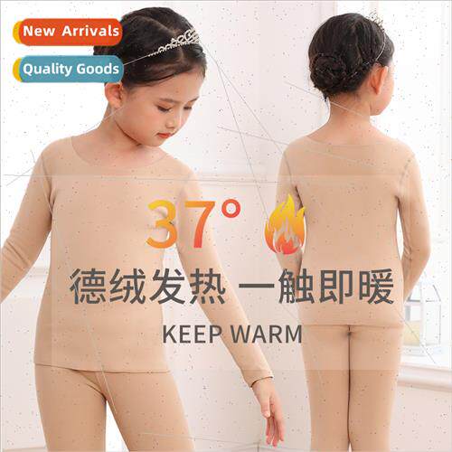 De velvet childrens thermal underwear set girls autumn and w