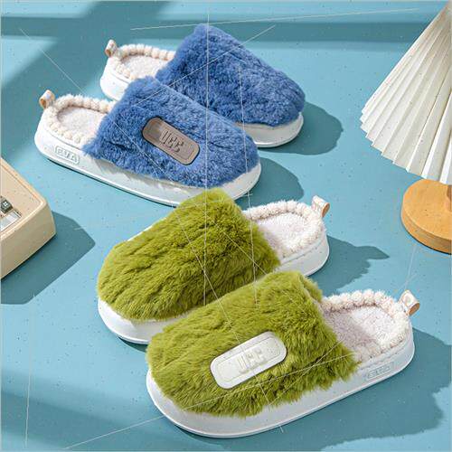 Japan plush slippers winter warm cotton slippers men women c
