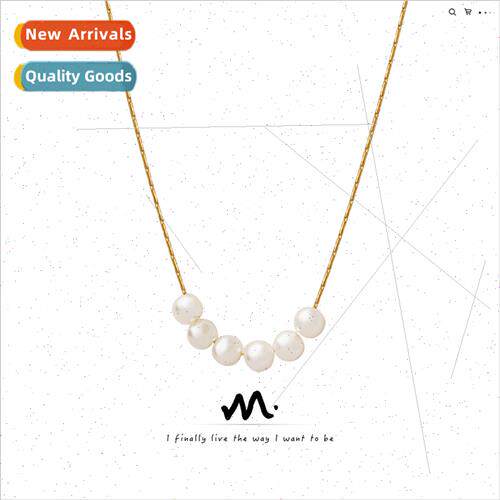 che imation pearl round bead pendant necklace tanium steel g