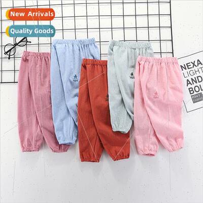 Summer thin children cotton linen leisure loose candy-colore