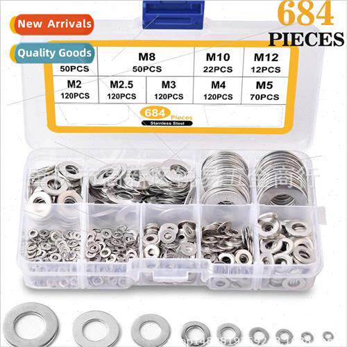 684pcs boxed 304 flat washer gasket M2M2.5M3M4M5M6M8M10M12 c