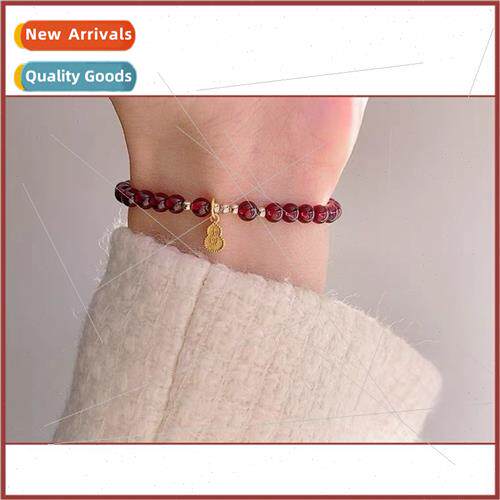 Fortune to Gammon Happiness Bar Wine Red Garnet Gourd Bracel