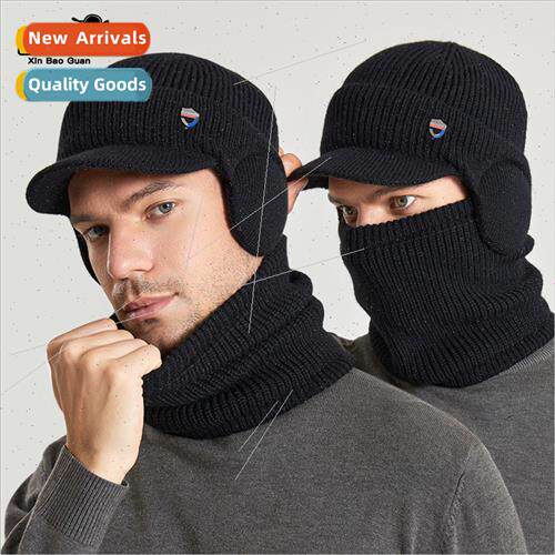 9148 winter warm ear protection hat scarf set padded woolen