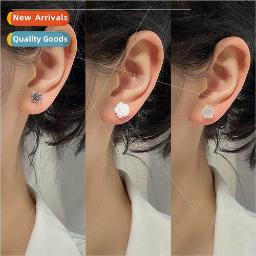 Colorful light rose flower earrings Korea dopamine earrings