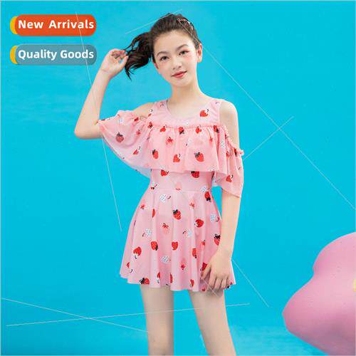 New middle and large childrens swimsu female one-piece skirt