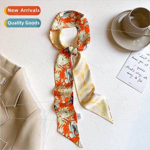 2022 Korea  new spring fall long silk scarf female hair ties