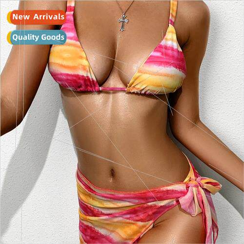 2022 new sexy ladies triangle separates bikini mesh three-pi
