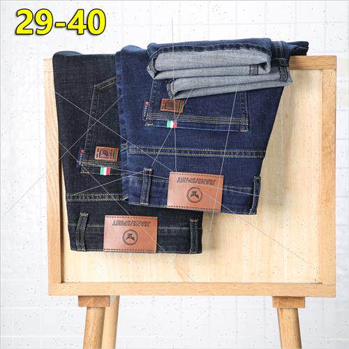 Men jeans spring fall business casual pants loose straight p