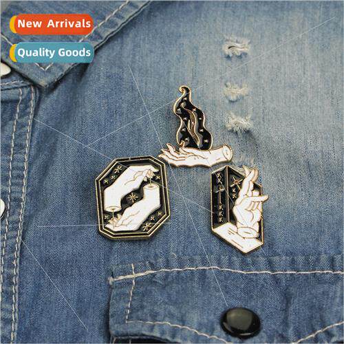 retro punk wch wizard finger student badge brooch