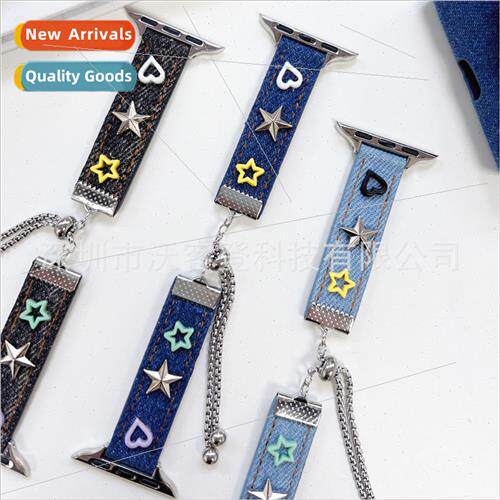 适用apple rivet pull buckle denim canvas strap apple watch8/